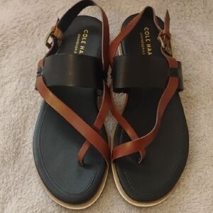 Cole Haan Black and Brown Strappy Sandals